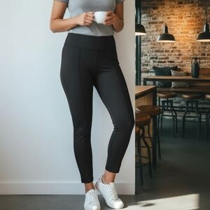 LOFT Black  Ankle Cropped Pants with High Waist and Tailored Fit L Legging